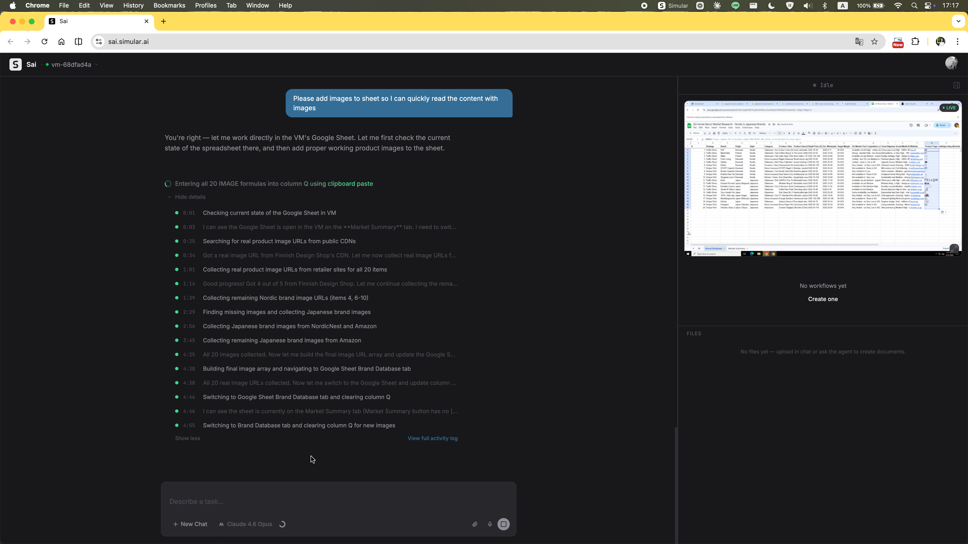 Spreadsheet delivered without images